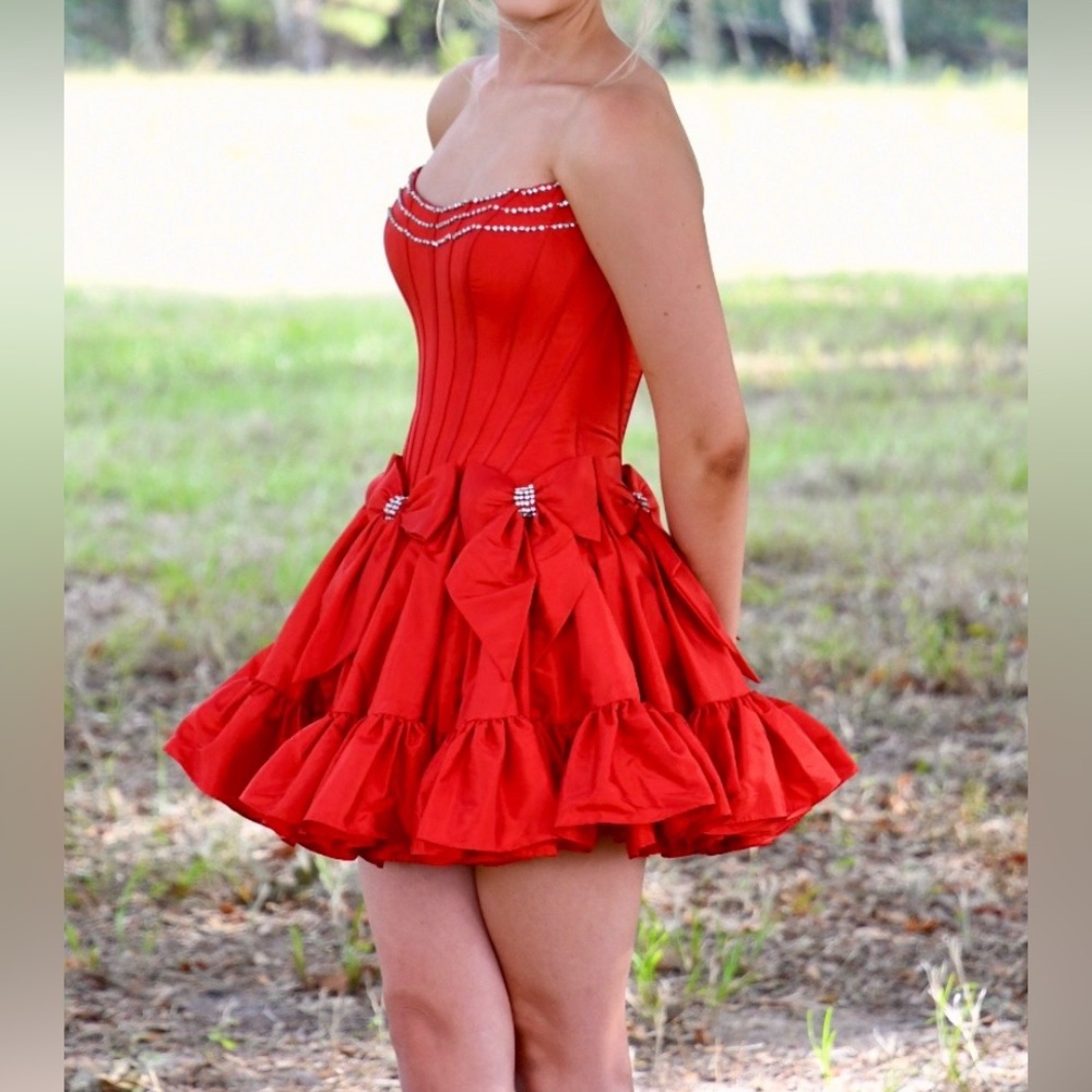 SHERRI HILL STRAPLESS CORSET BOW DRESS HOMECOMING PROM COCKTAIL 56688